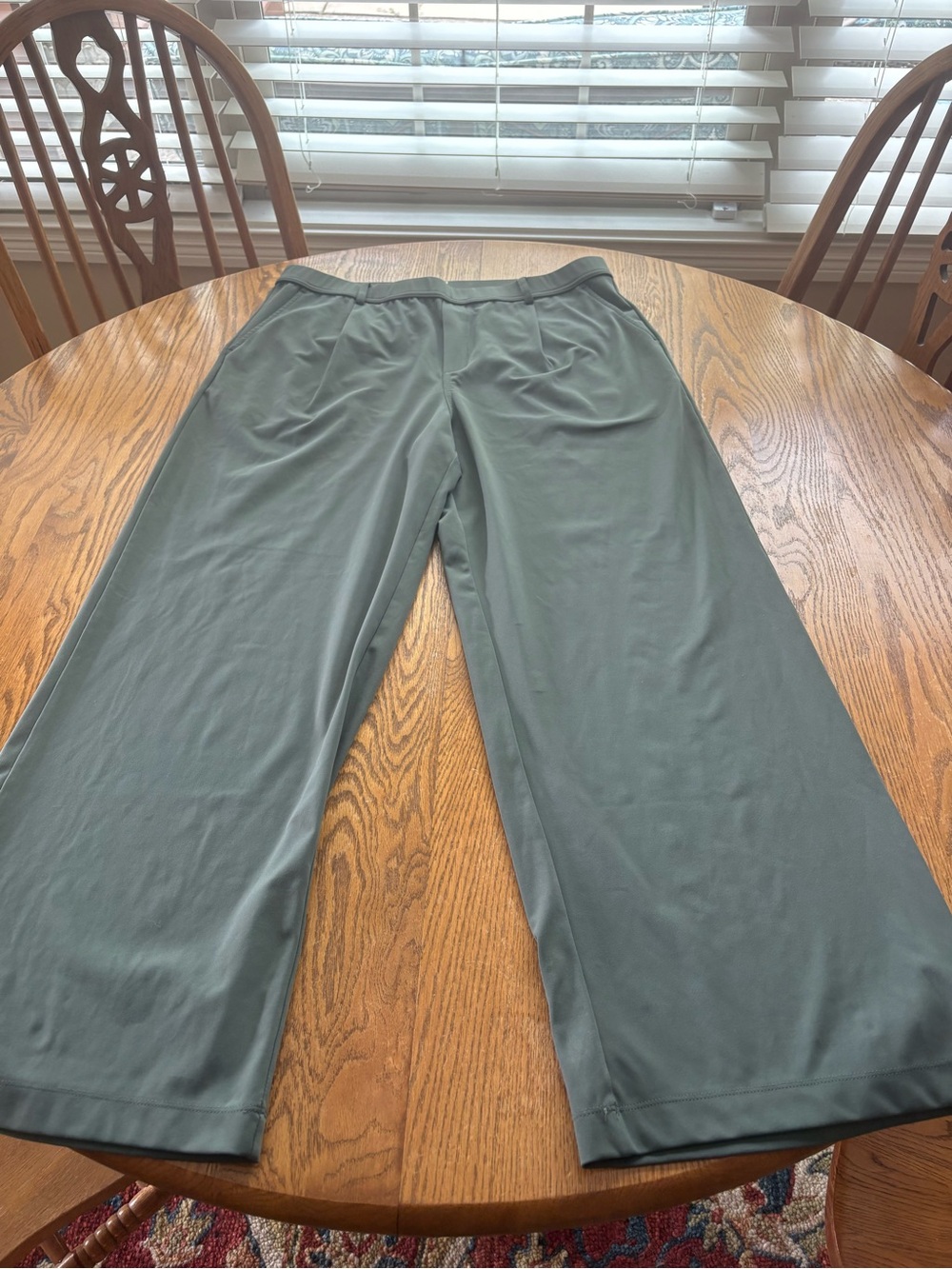HALARA Wide-Leg High Waist Pleated Trousers Pants L Sage Green Career Casual